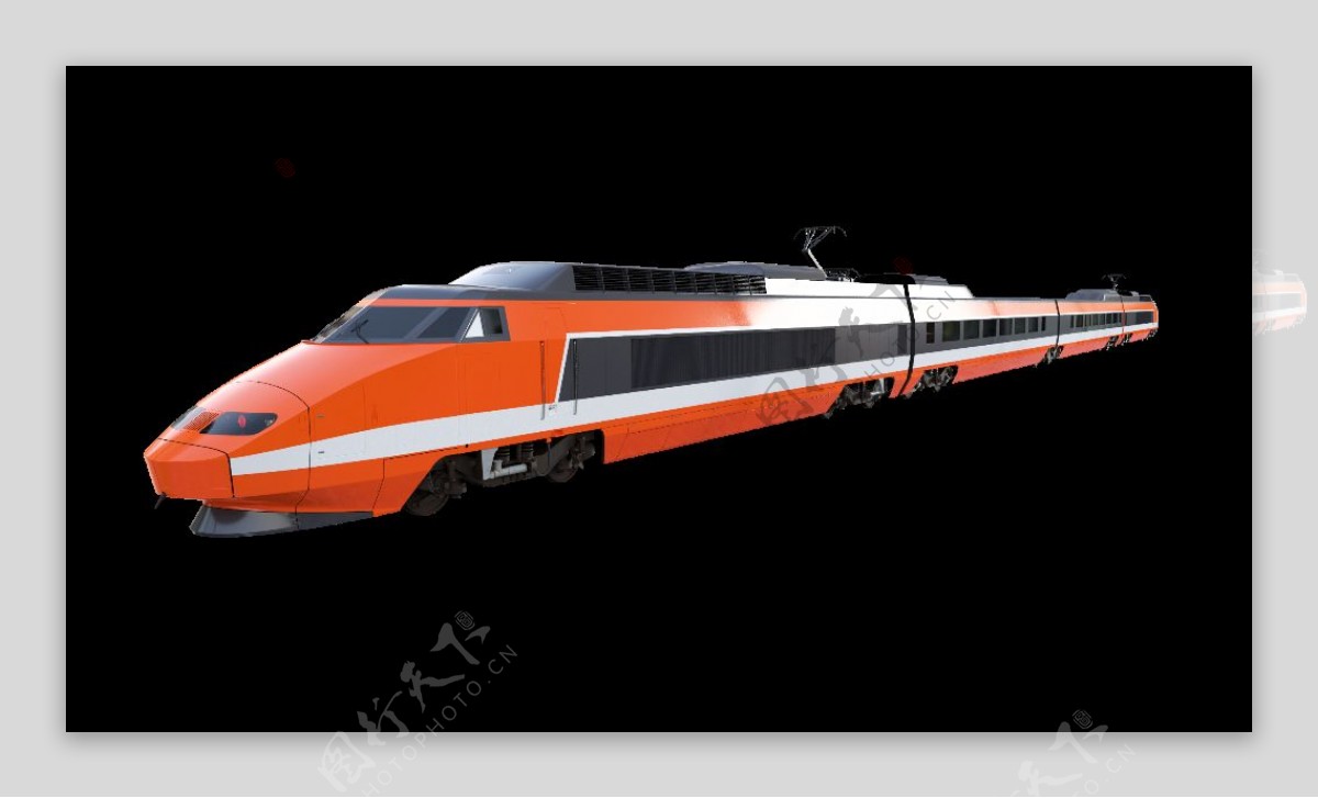 橙色高速火车免抠png透明图层素材