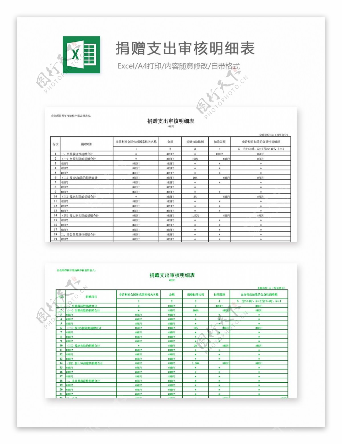 捐赠支出审核明细表