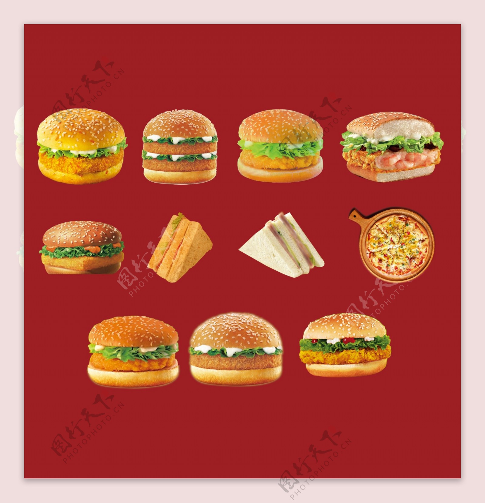 实拍汉堡素材真实图案装饰集合