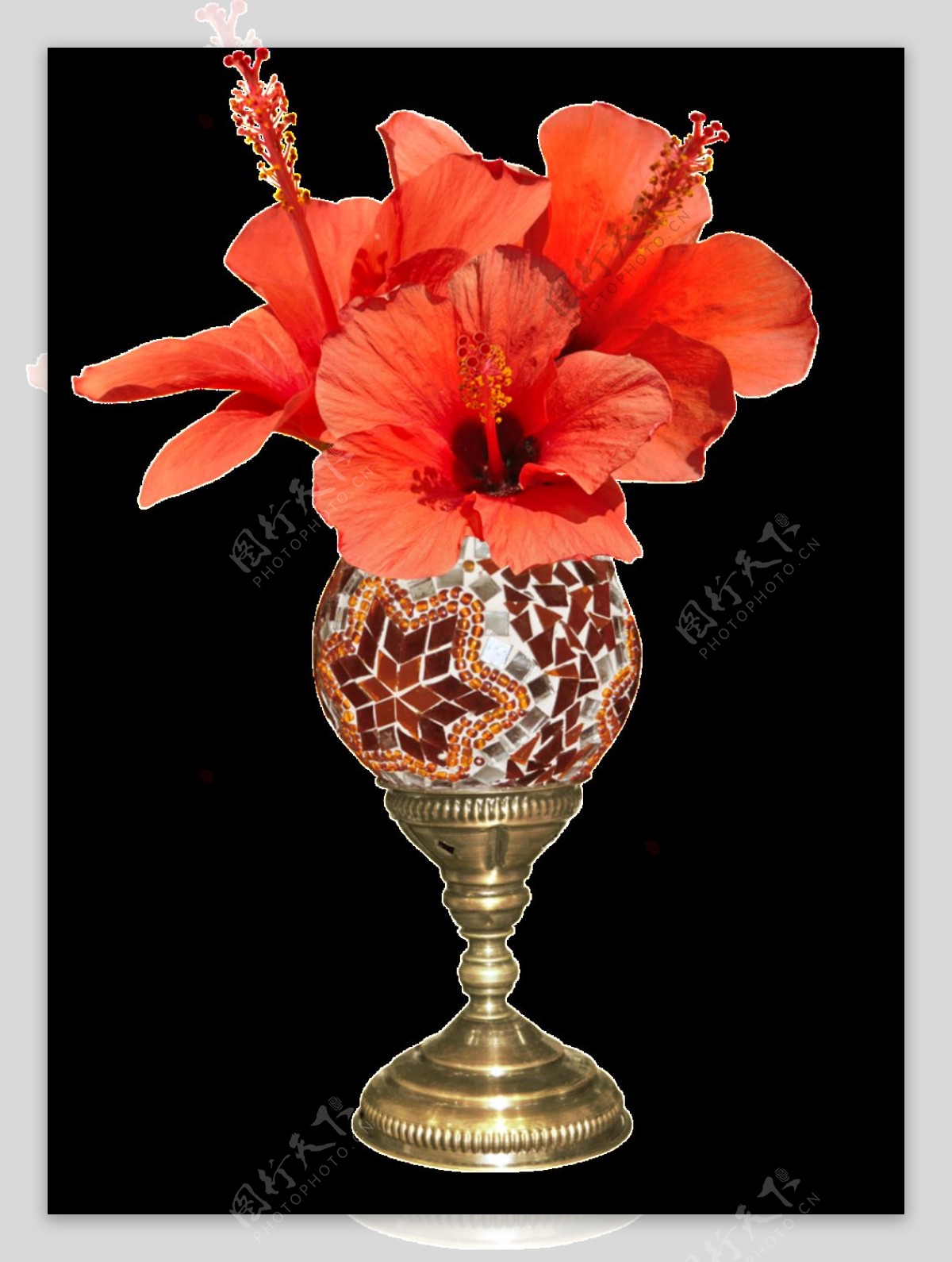 地中海风格花瓶插花png透明素材
