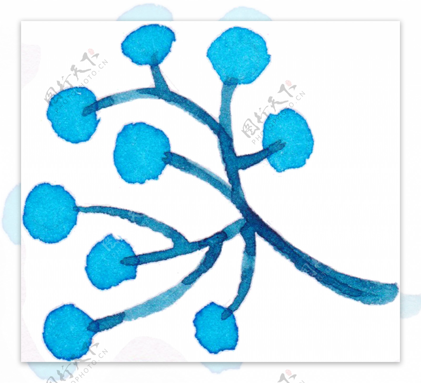 蓝杏果树卡通透明素材