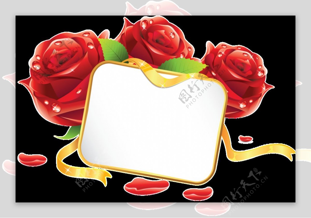 手绘浪漫喜庆红花装饰框架png透明素材