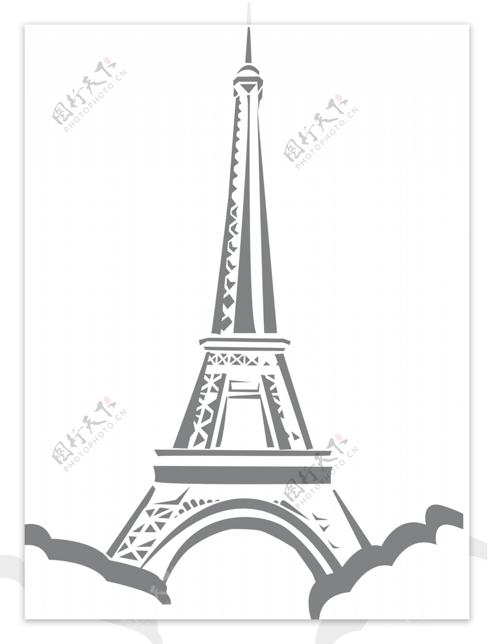 巴黎灰色艾菲尔铁塔免抠psd透明素材
