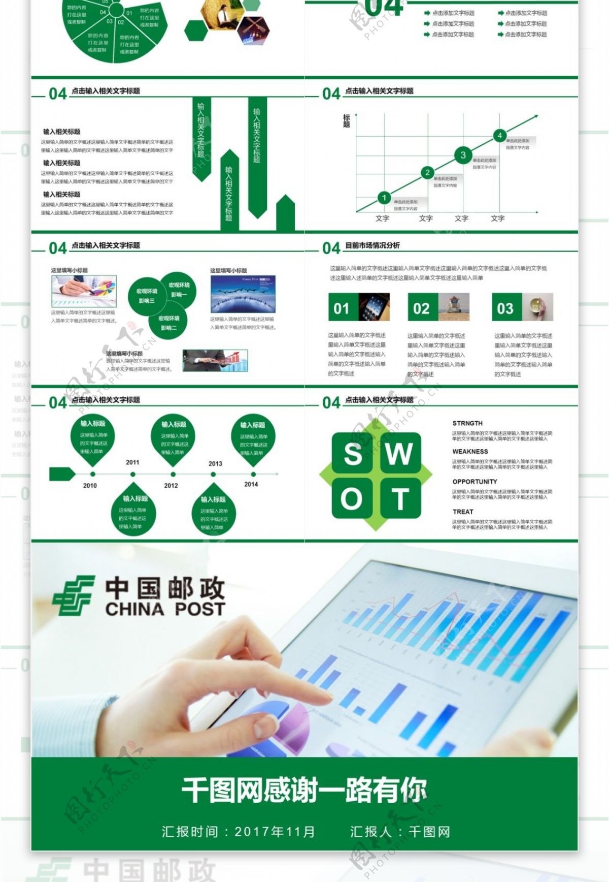 中国邮政专用汇报PPT模板下载