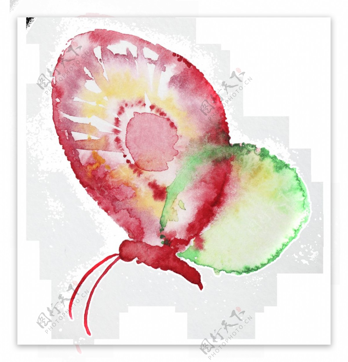 红翅蝴蝶卡通透明装饰素材