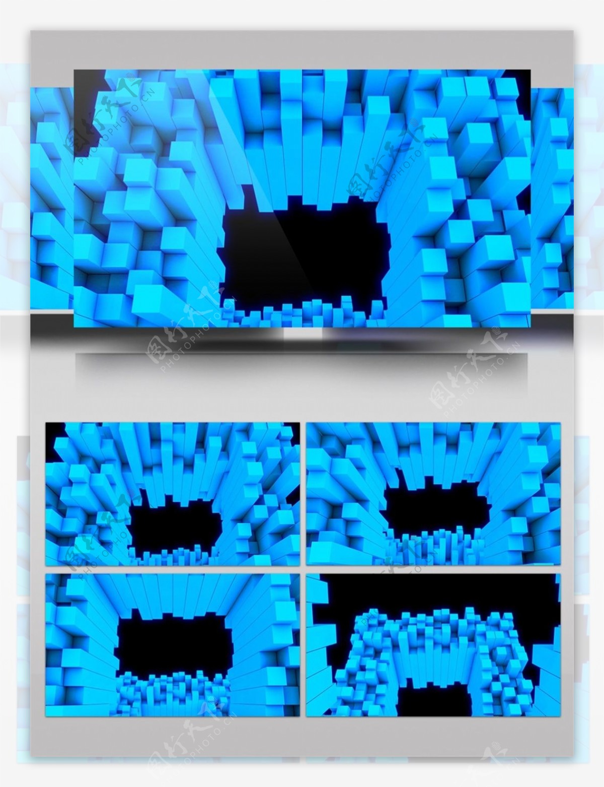 蓝色长方体冰柱视频素材