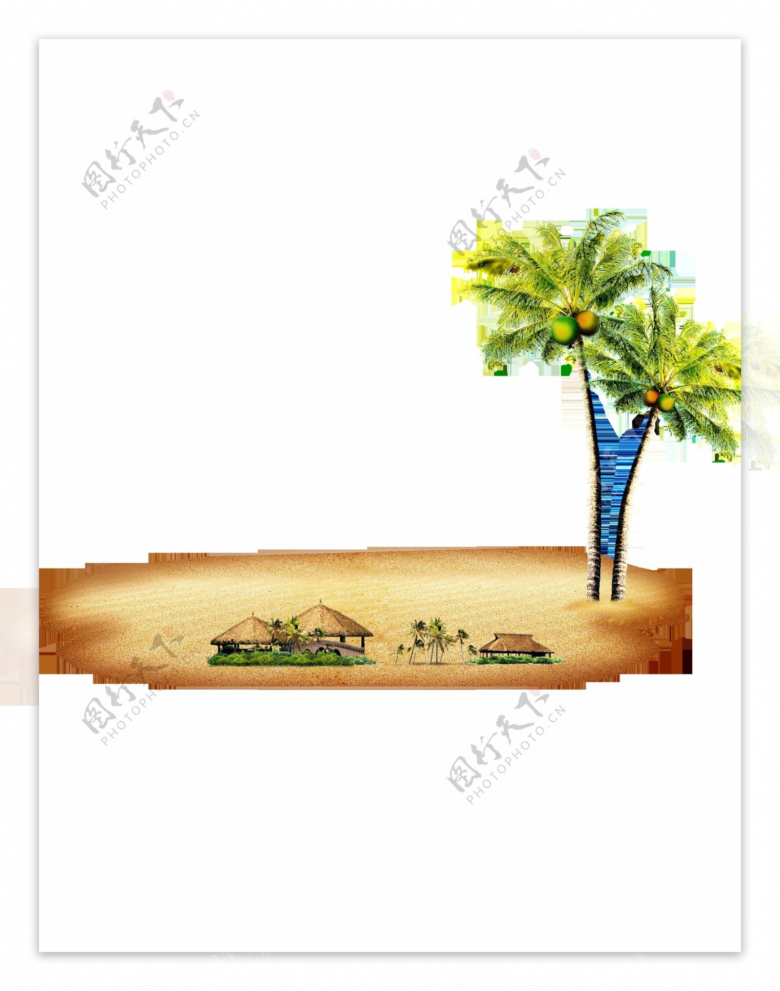 浪漫海滩椰树png元素素材