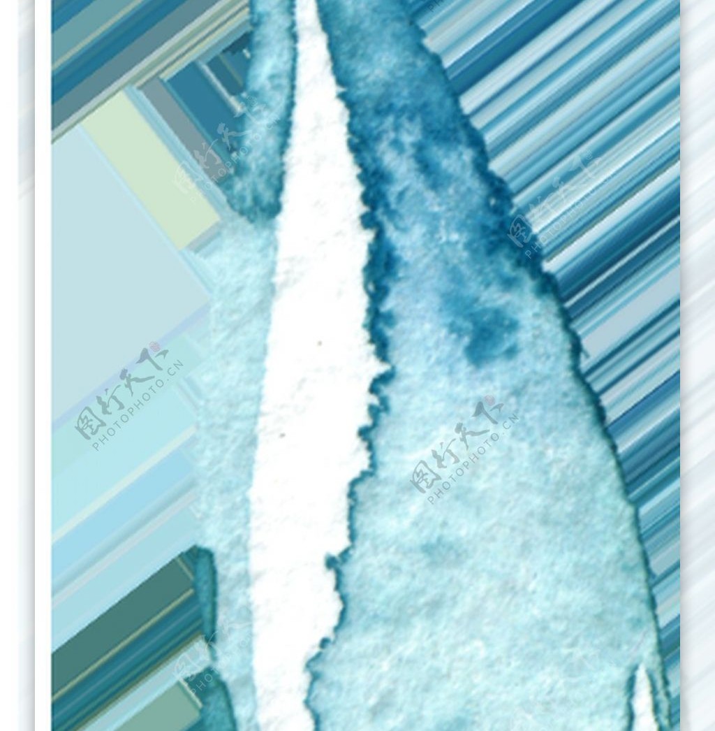 水蓝冰叶卡通水彩透明素材