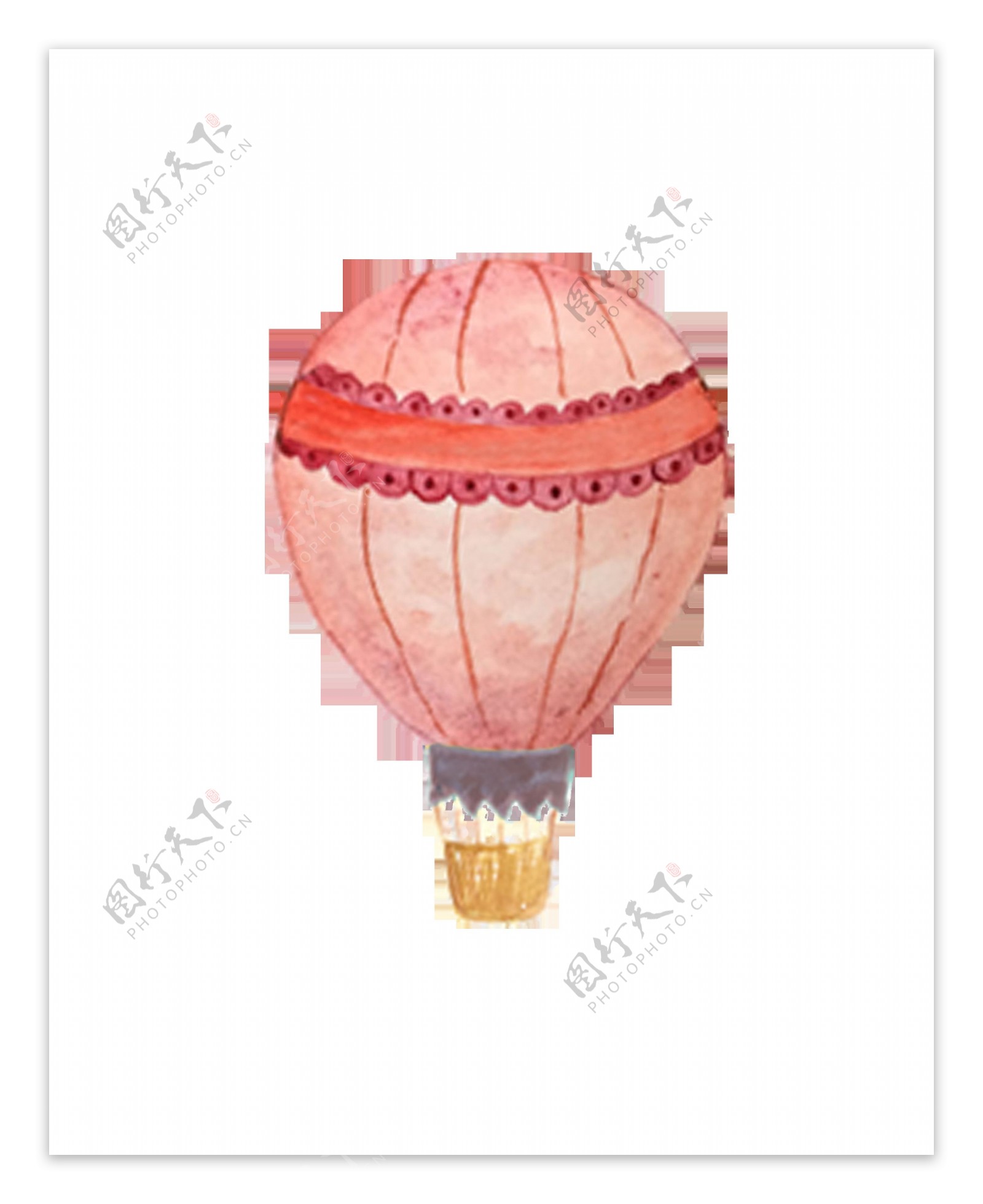 粉色花边热气球卡通透明素材