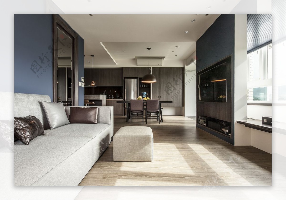现代客厅浅色沙发室内装修JPEG效果图