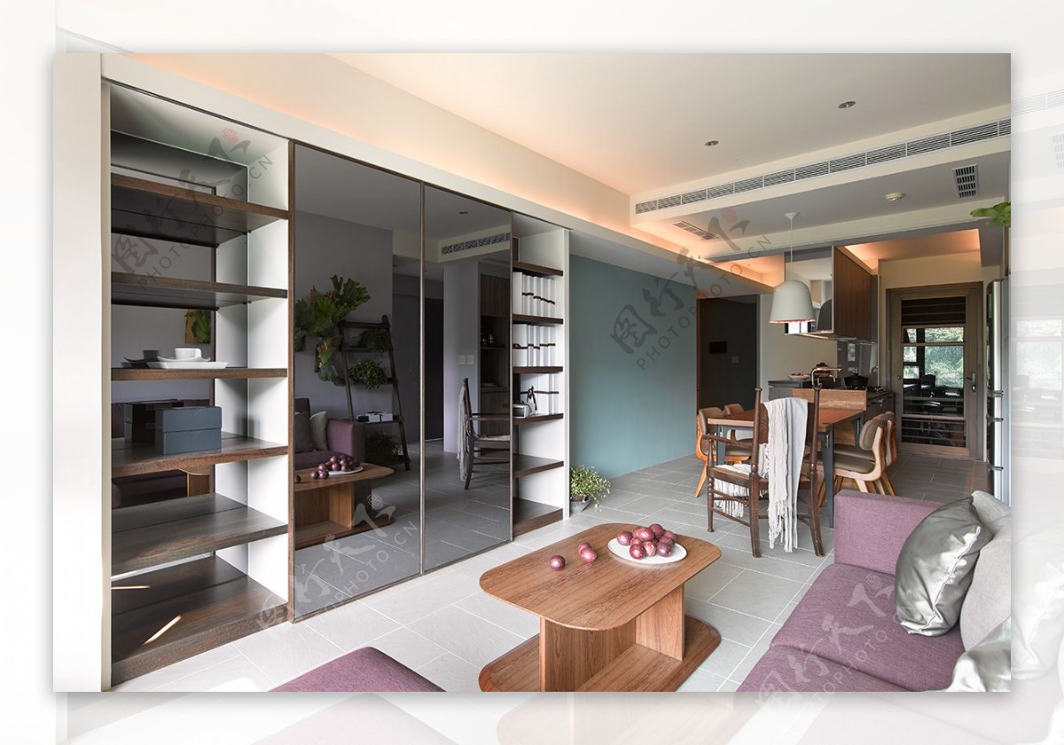 现代时尚客厅紫色沙发室内装修JPEG图