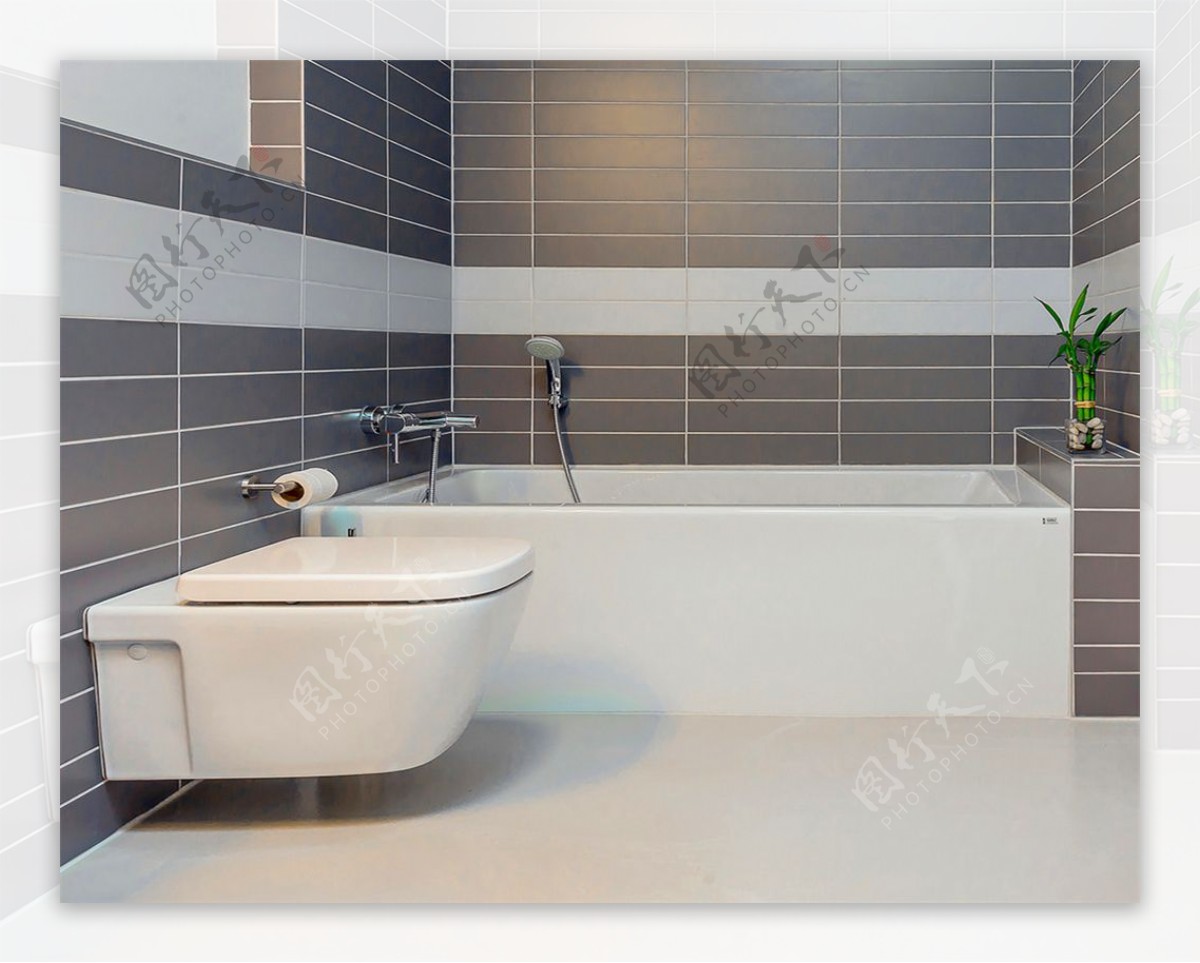 现代简约卫浴室浴缸设计效果图