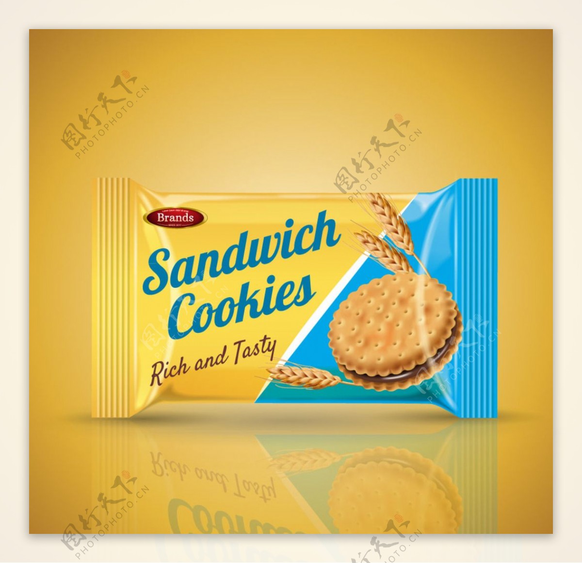 美味三明治饼干包装矢量素材