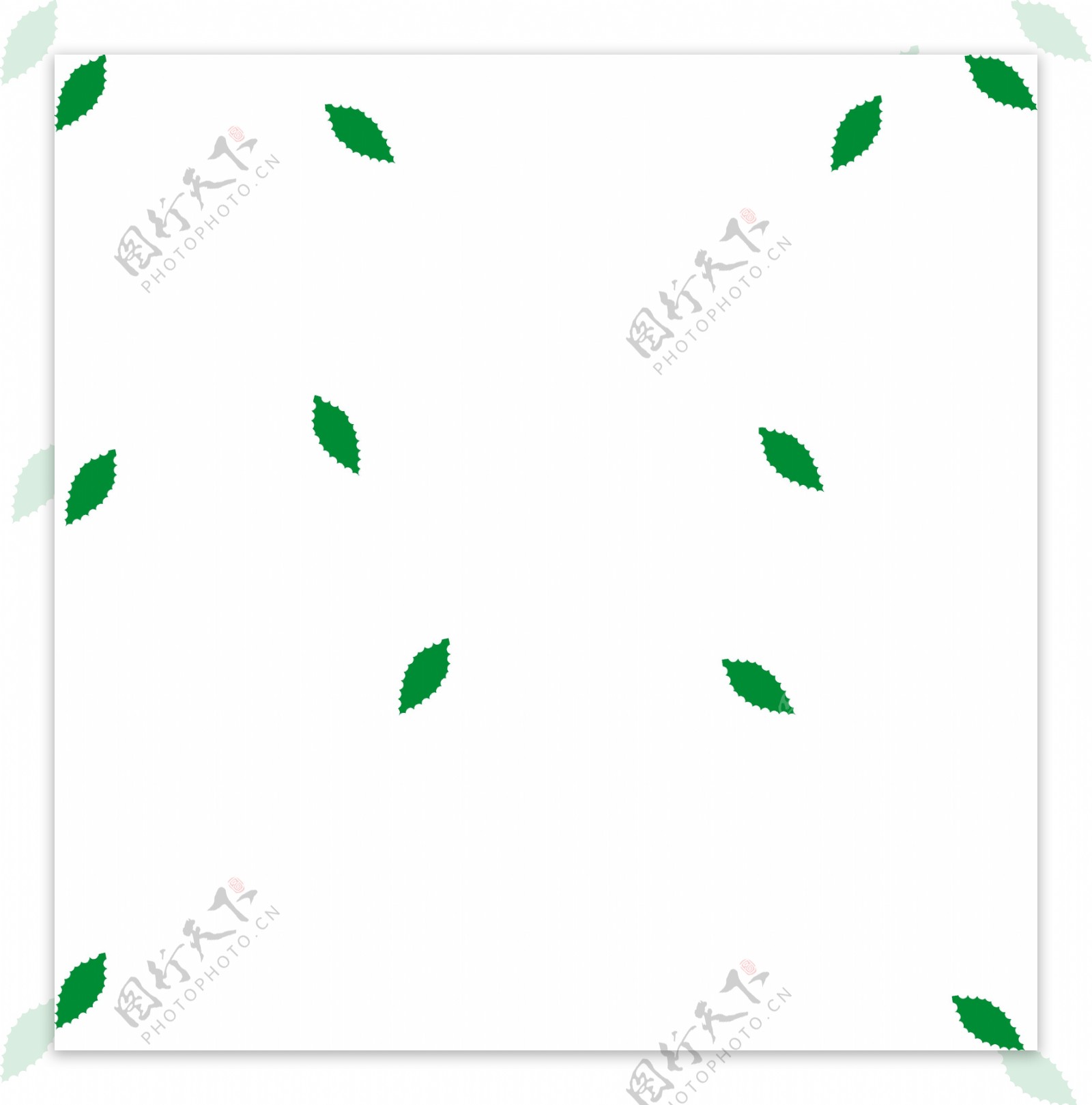 卡通圣诞节绿色树叶PNG装饰元素