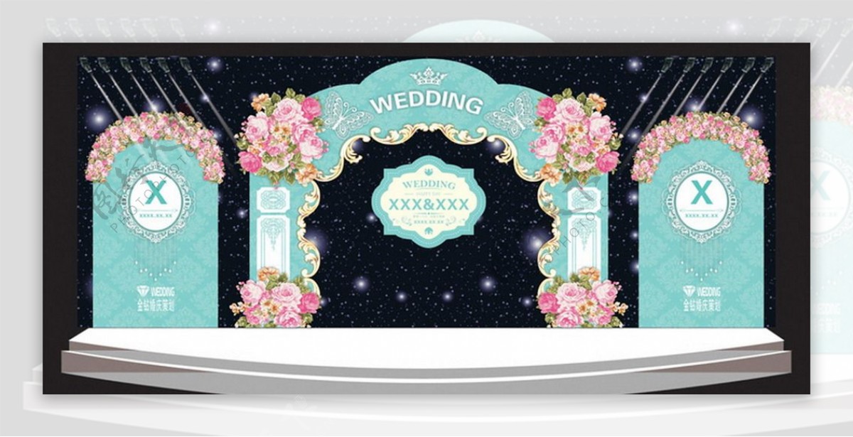 蒂芙尼蓝色婚礼婚庆背景设计素材