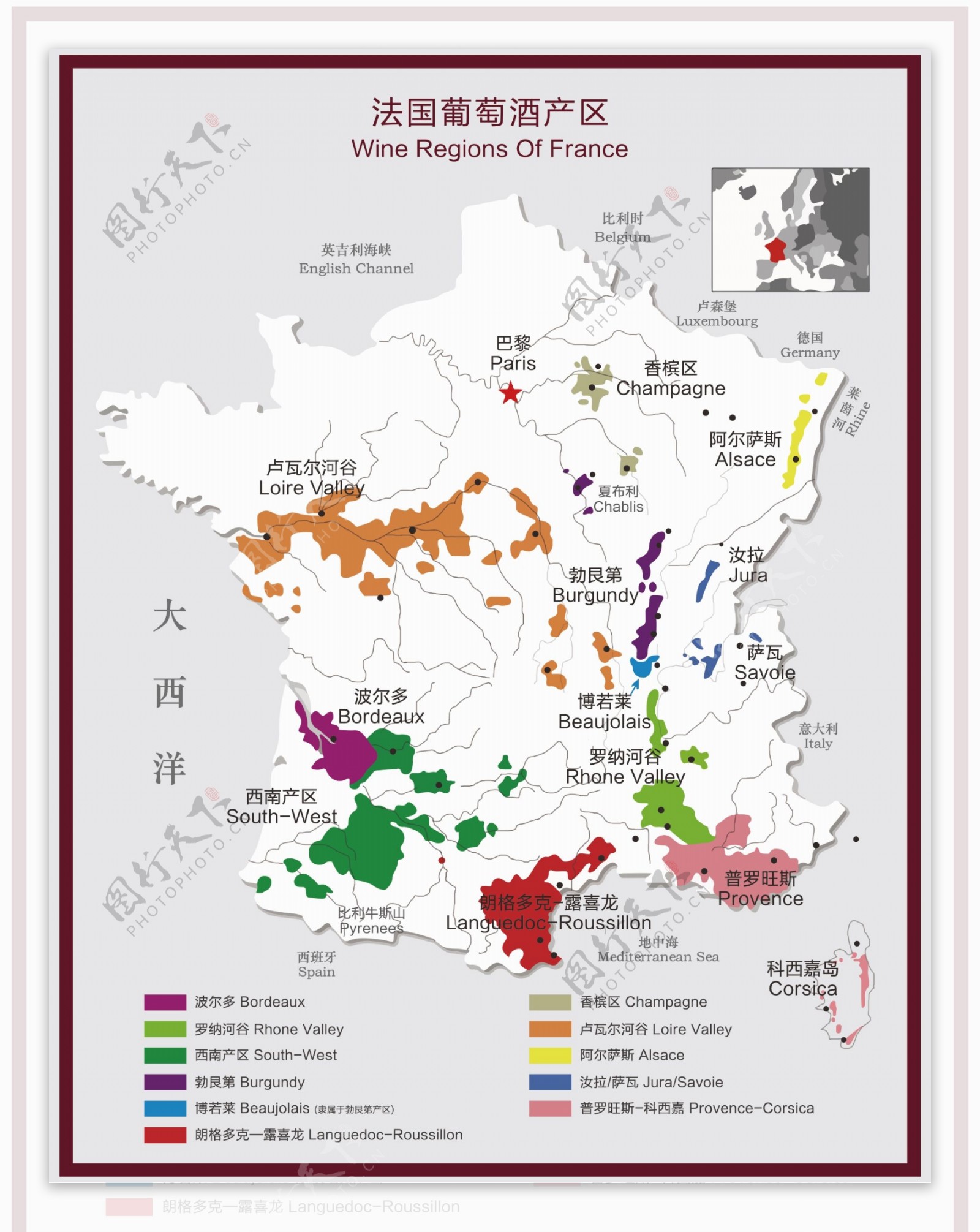 法国葡萄酒产区图