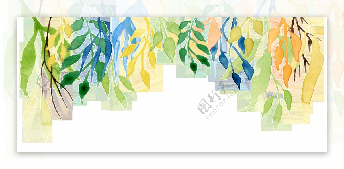手绘各种悬挂彩色叶子png透明素材