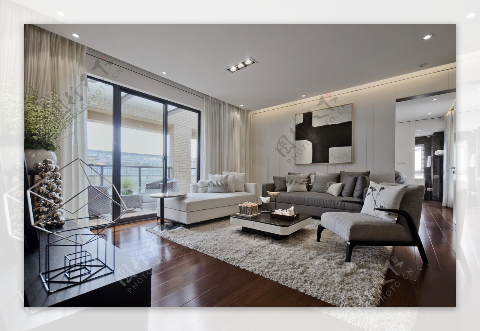 现代时尚米色地毯客厅室内装修效果图