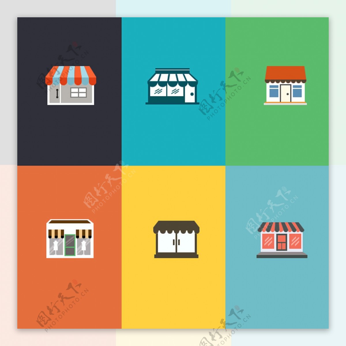 商店shops房子彩色icon图标