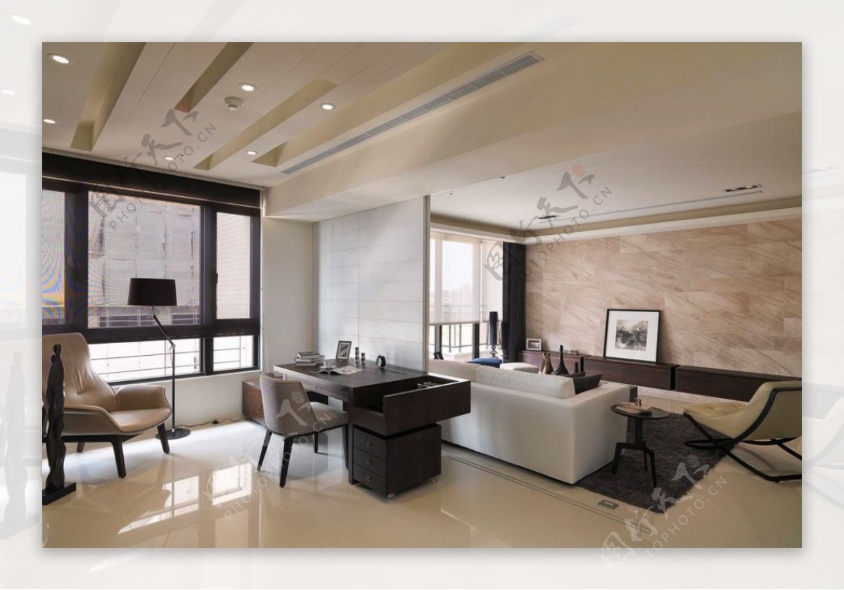 现代时尚客厅纯色沙发室内装修效果图