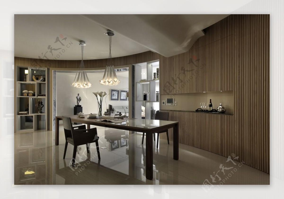 现代清新客厅白色镂空吊灯室内装修效果图