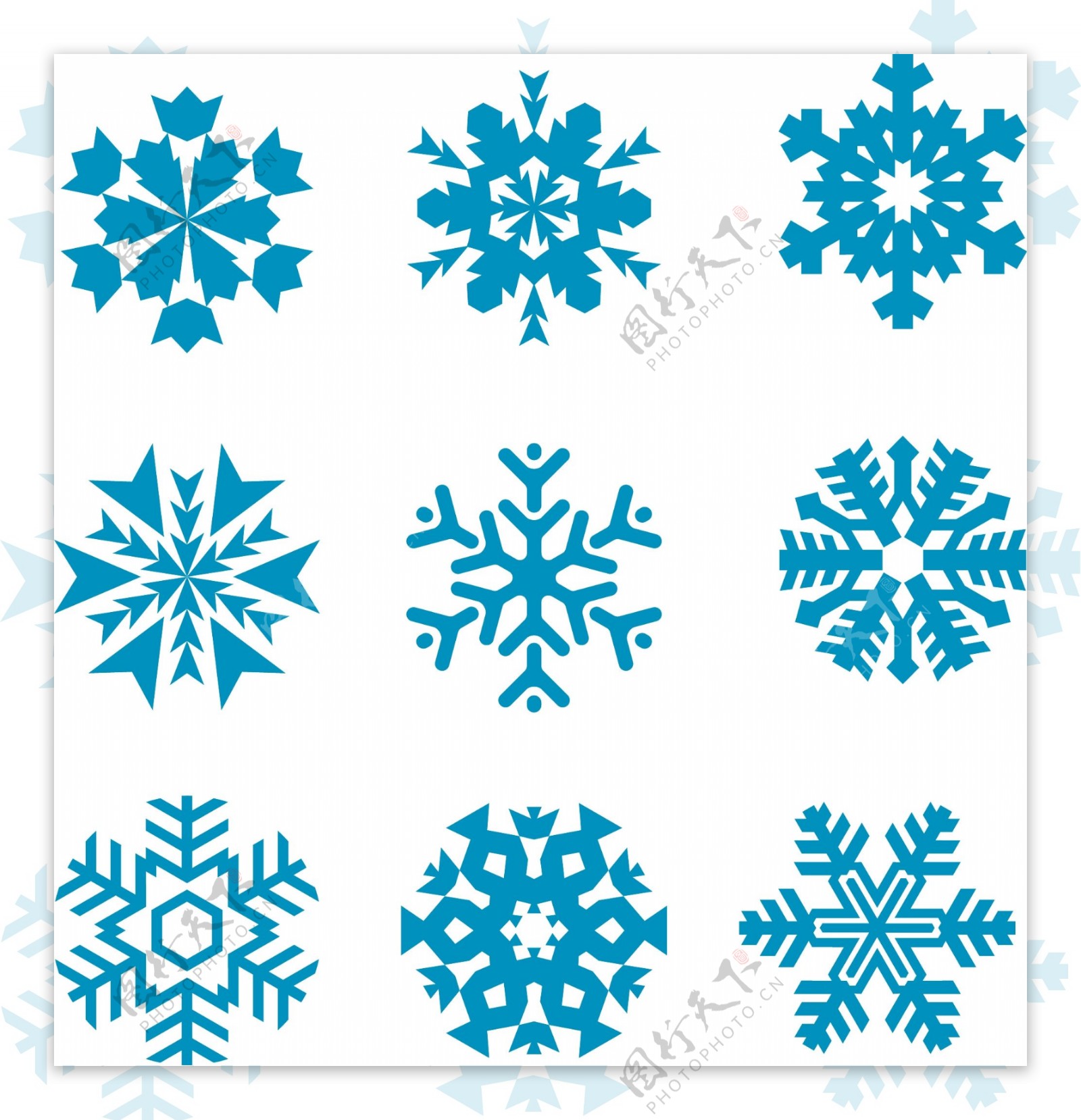 冬日雪花装饰素材矢量设计图案集合