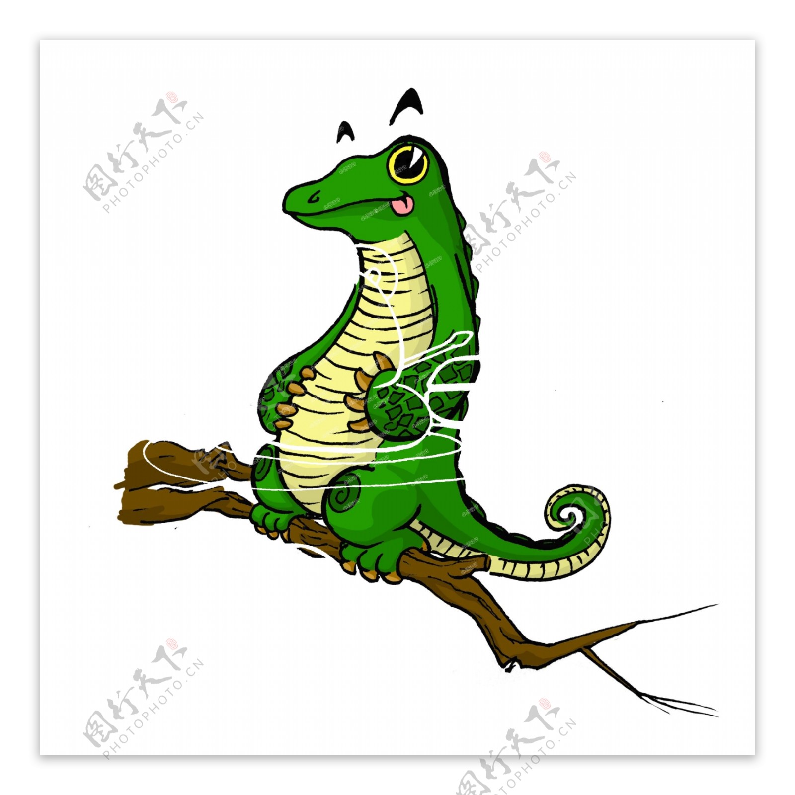 蜥蜴动物插画可爱绿色装饰