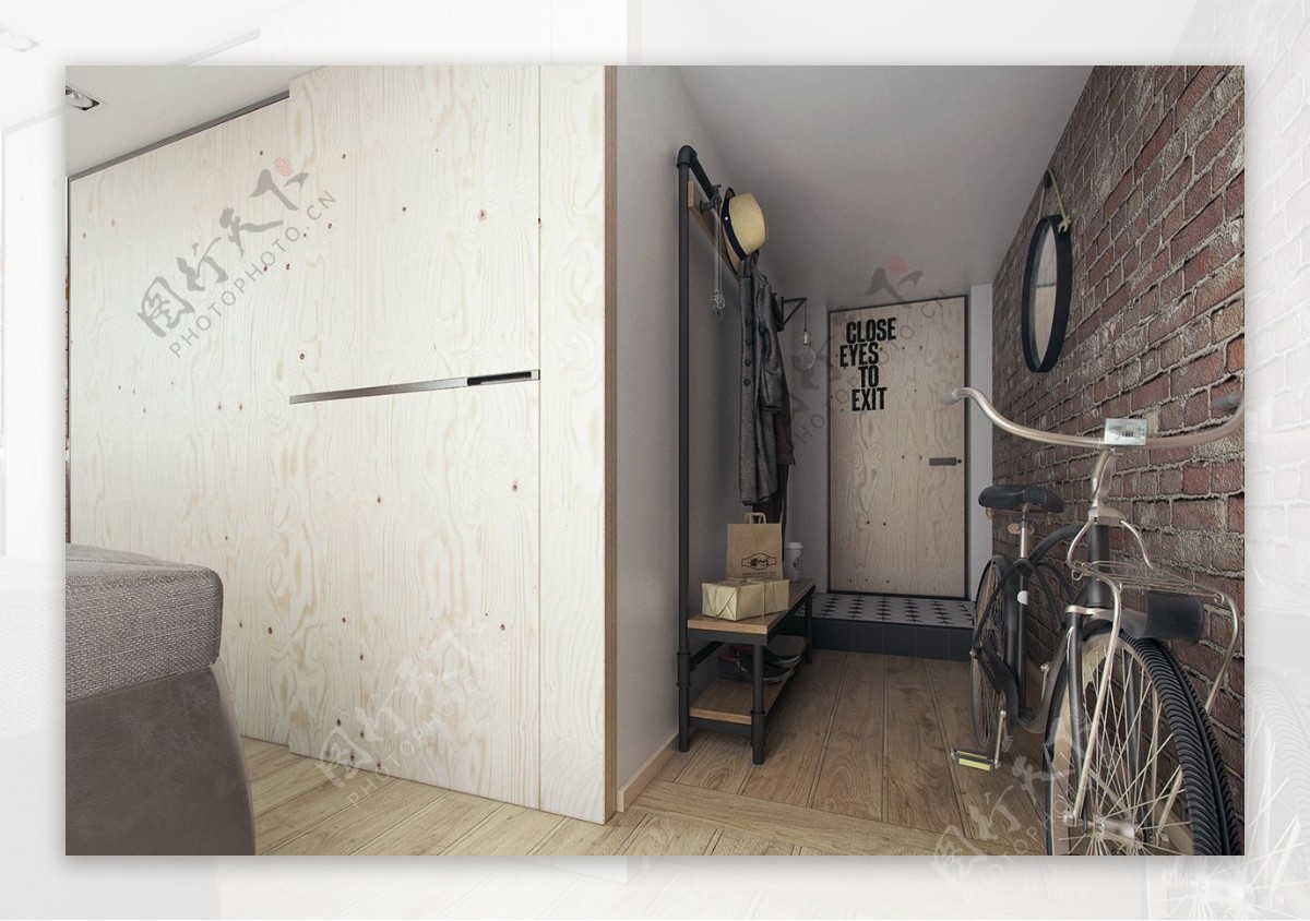 现代深色卧室白色花纹背景墙室内装修效果图