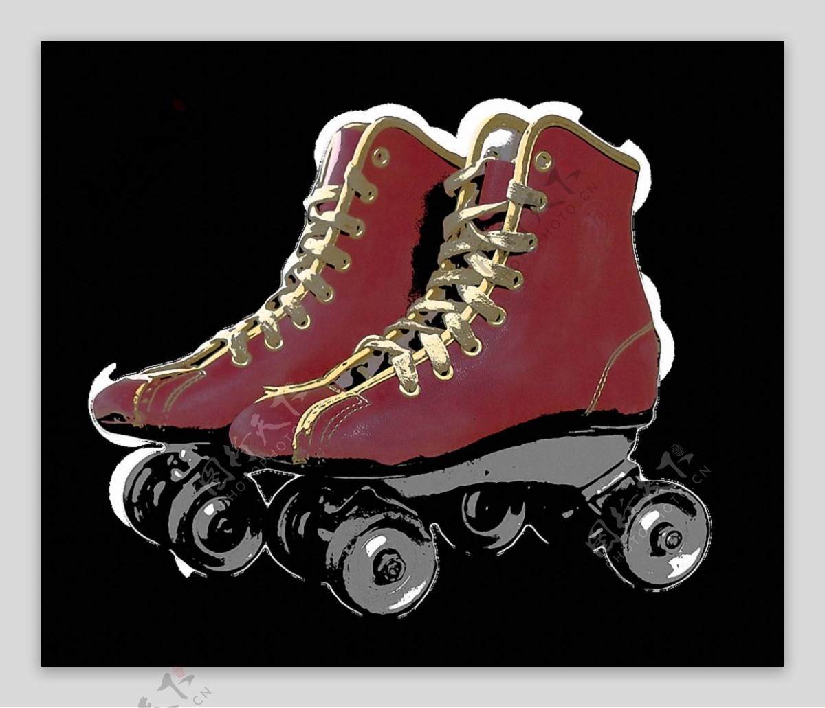 一双红色溜冰鞋免抠png透明素材