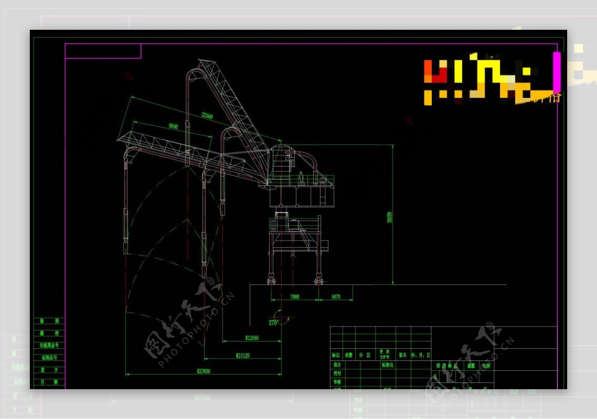 气力卸船机CAD机械图纸
