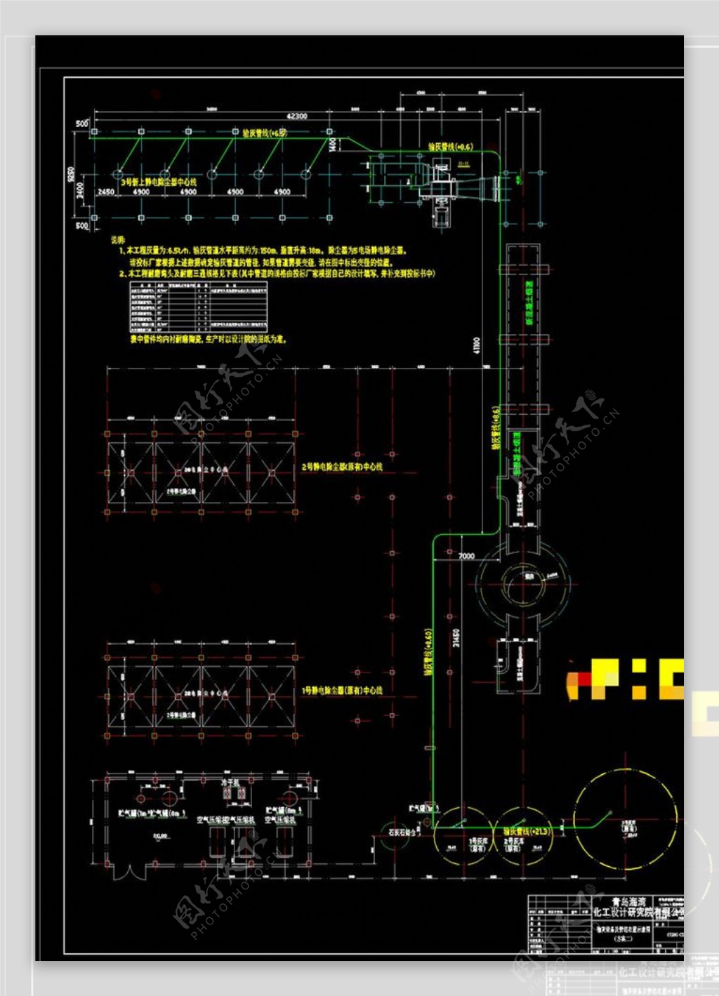 仓泵输灰平面布置图CAD机械图