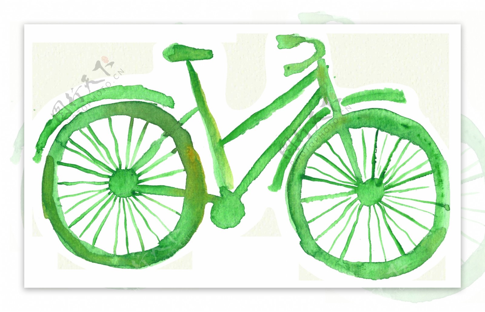 绿色自行车透明装饰素材