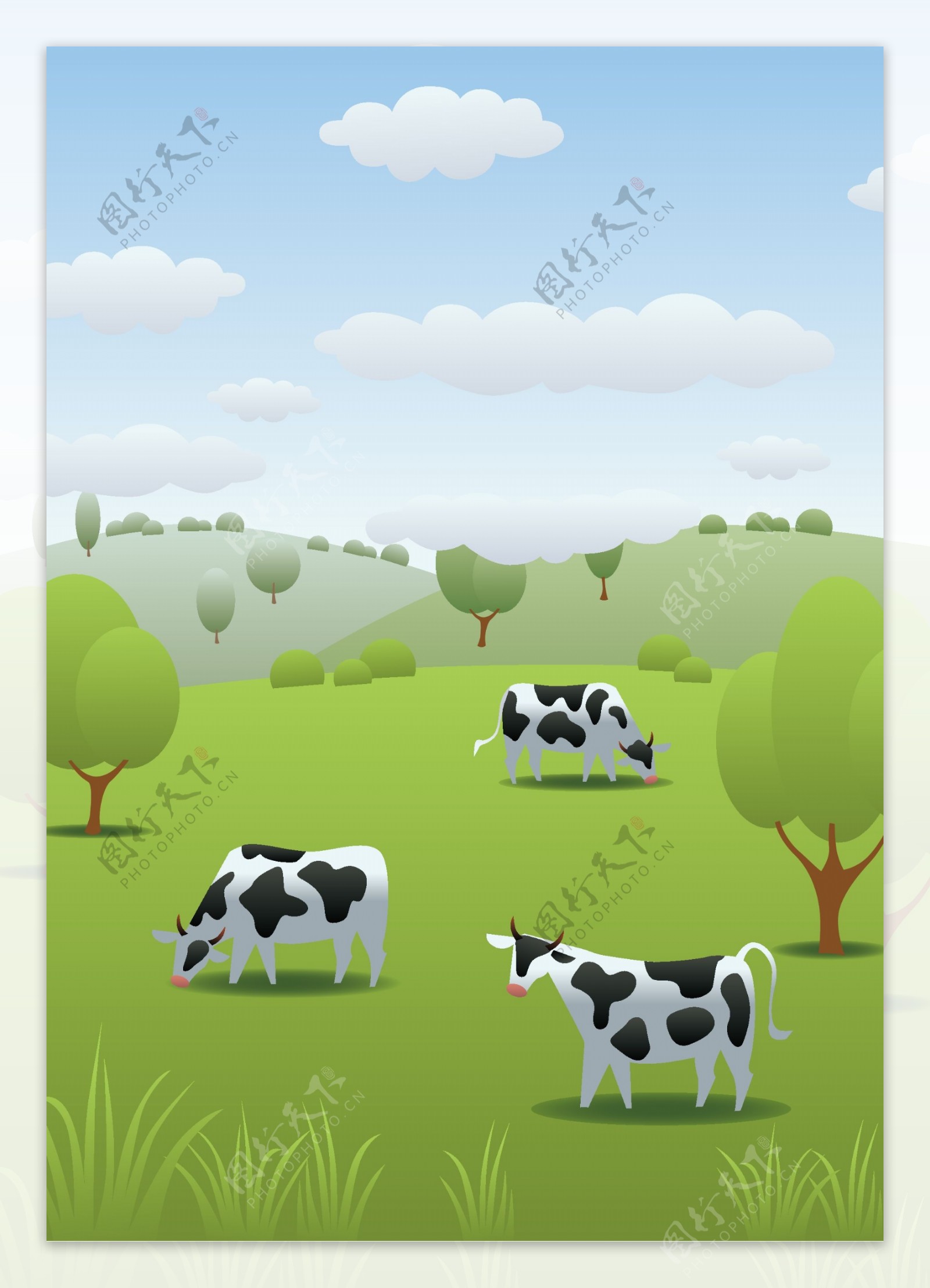 卡通奶牛背景装饰