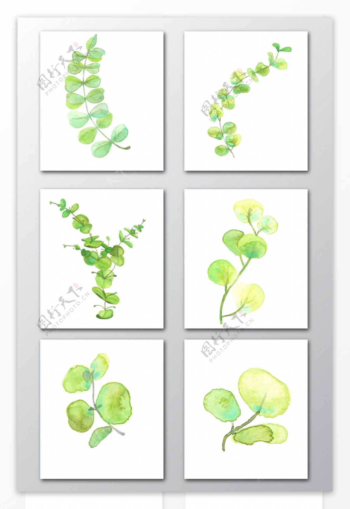 水彩手绘叶子绿色植物PNG免抠素材