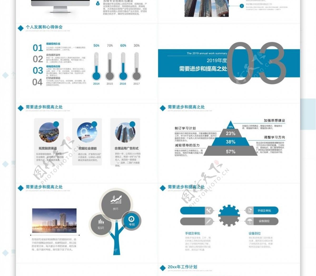 简洁蓝色商务建筑工程年终总结