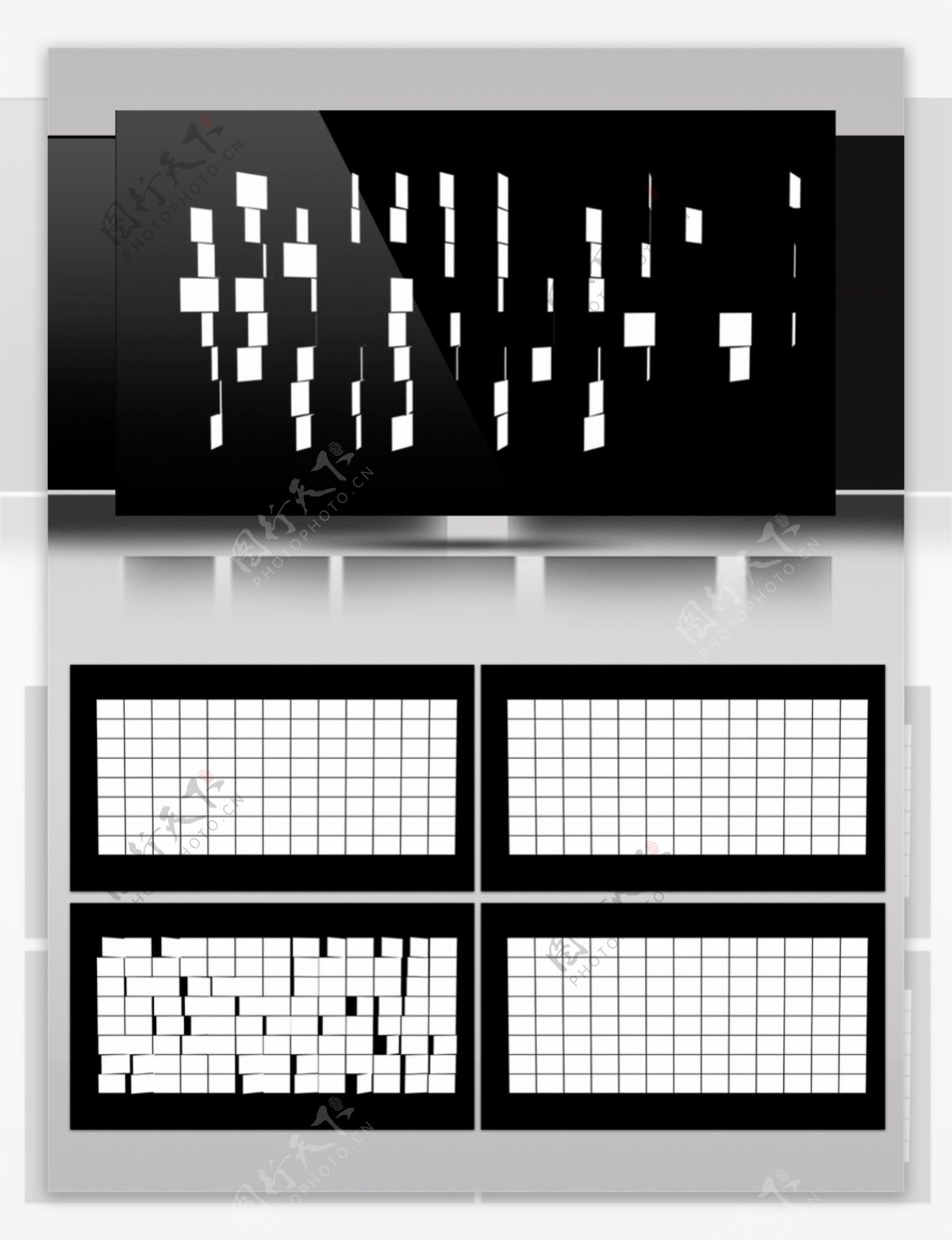 白色方块矩阵高清视频素材