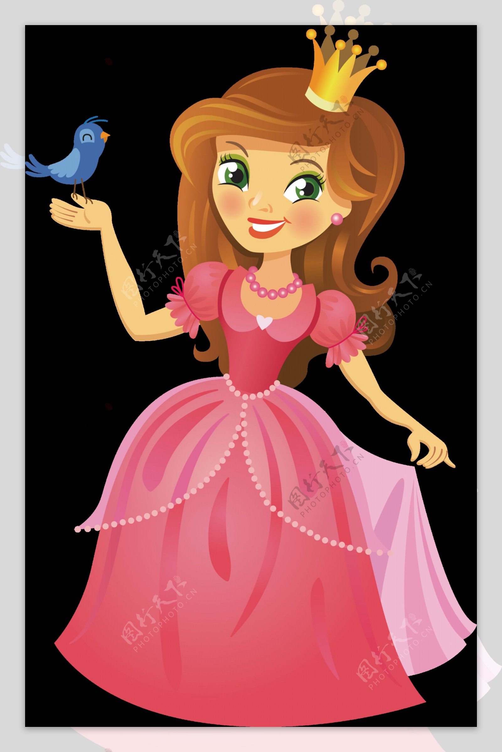 粉色卡通童话公主图案