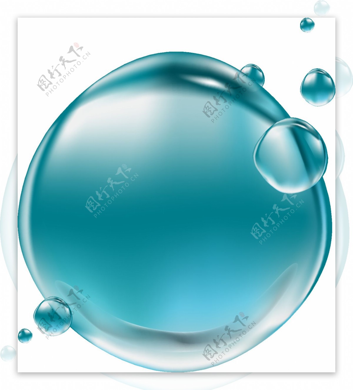蓝色纯净水水珠png元素