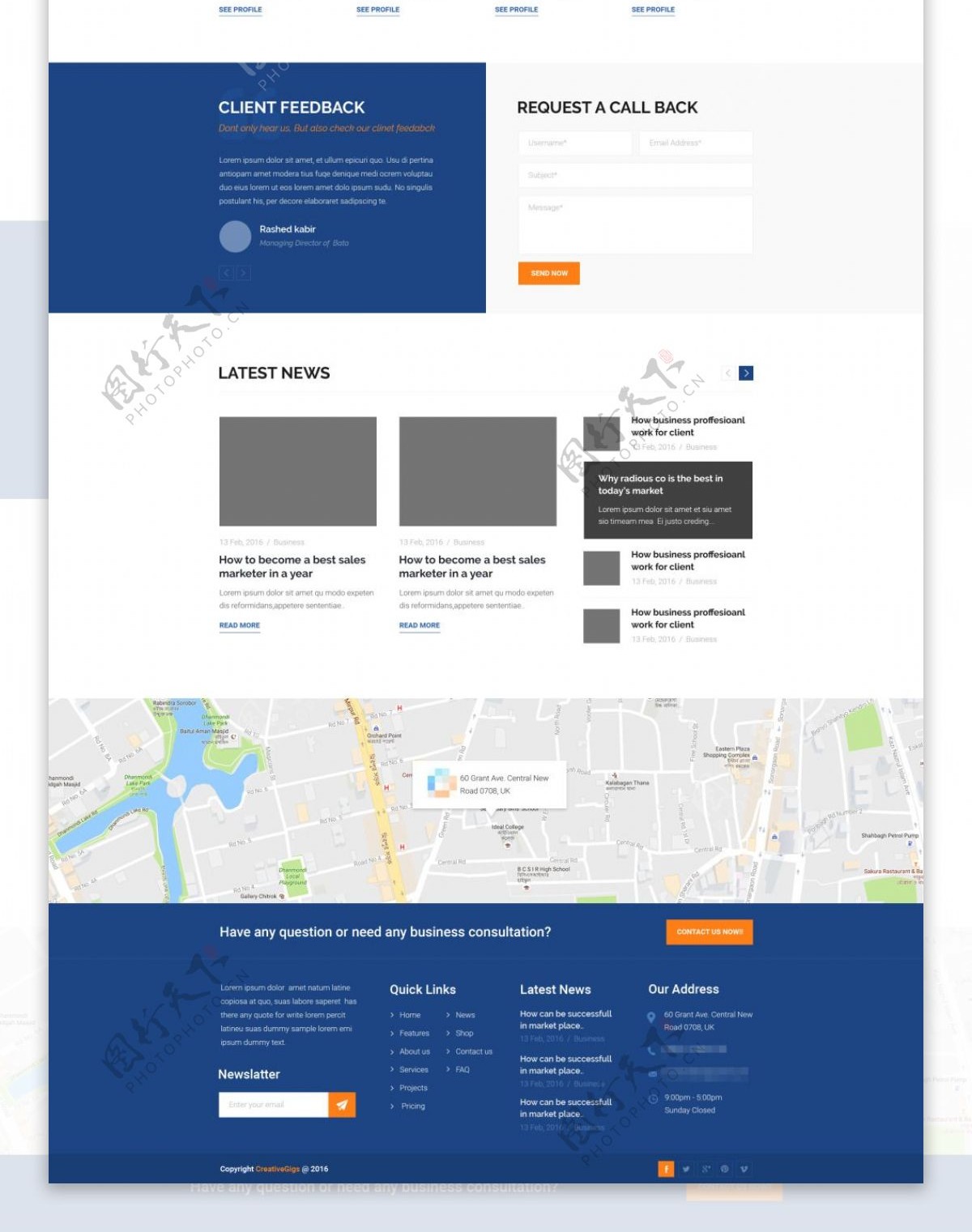 蓝色精美的企业科技电子响应式h5网站模板