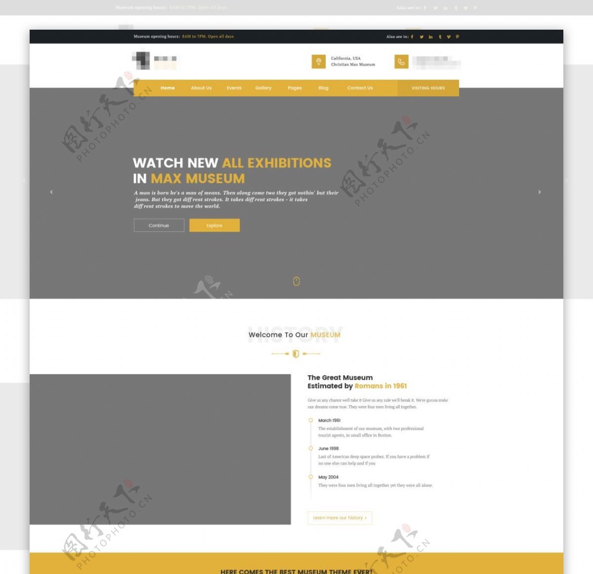 橘黄色精美的国外科技商务电子网站首页模板