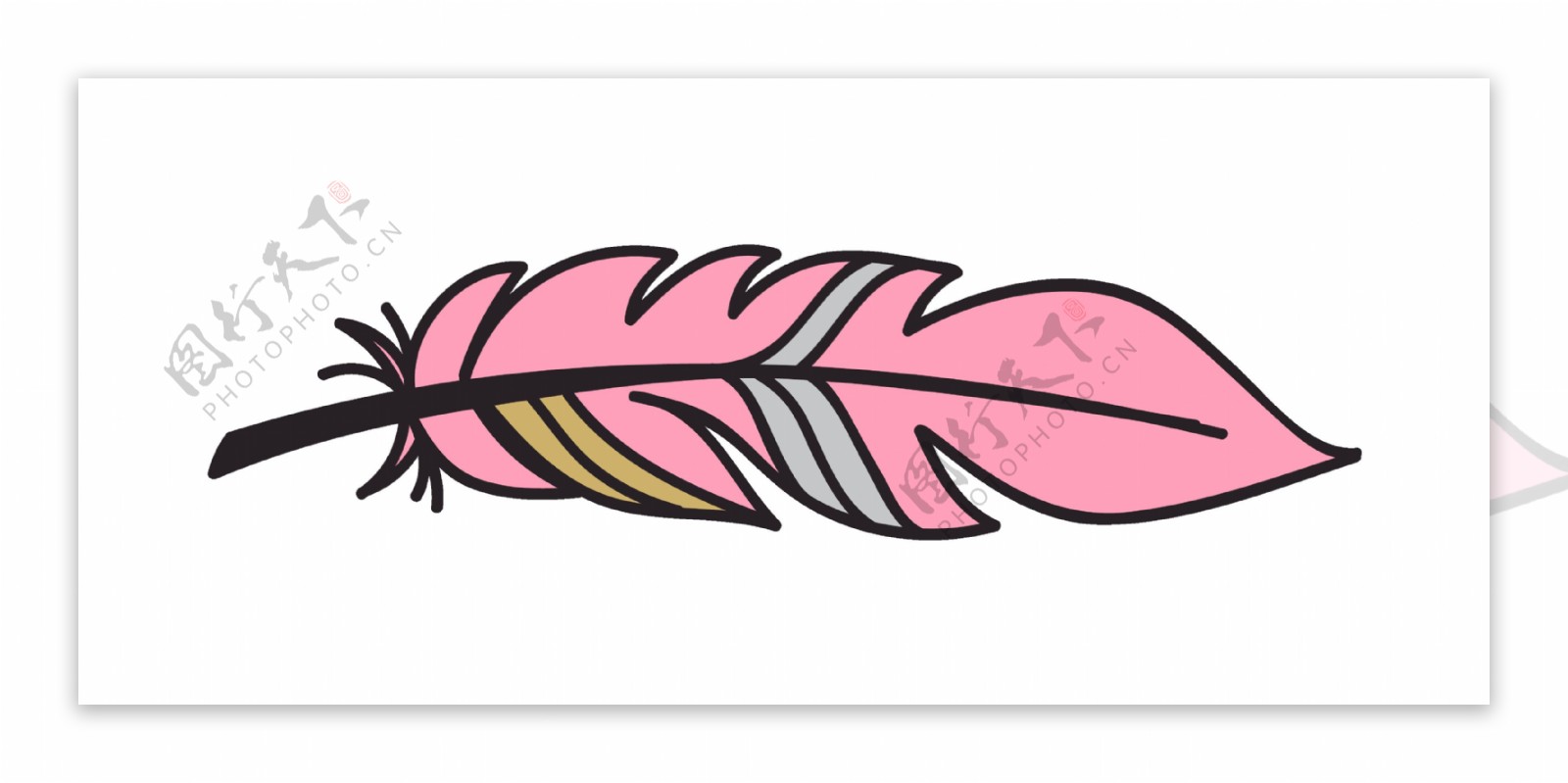 手绘粉色羽毛原宿风透明素材