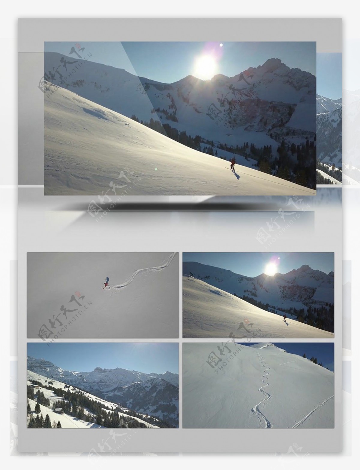 冬天雪山滑雪高清视频素材