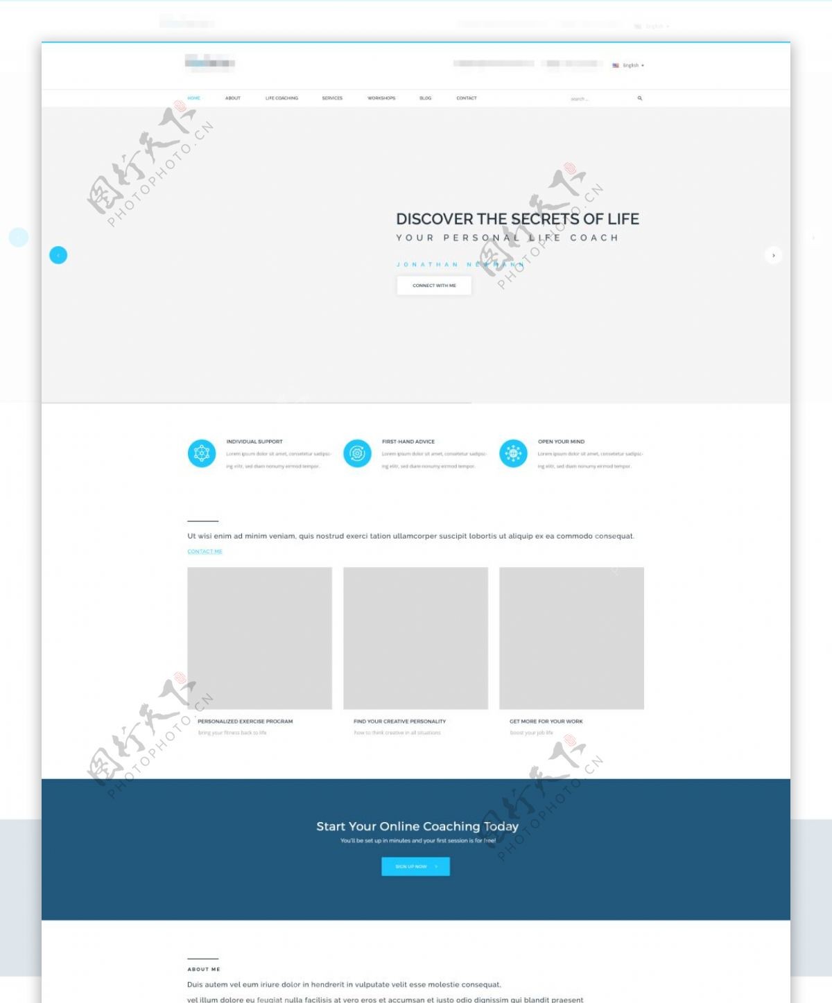 蓝色的企业电子科技商务网站首页模板