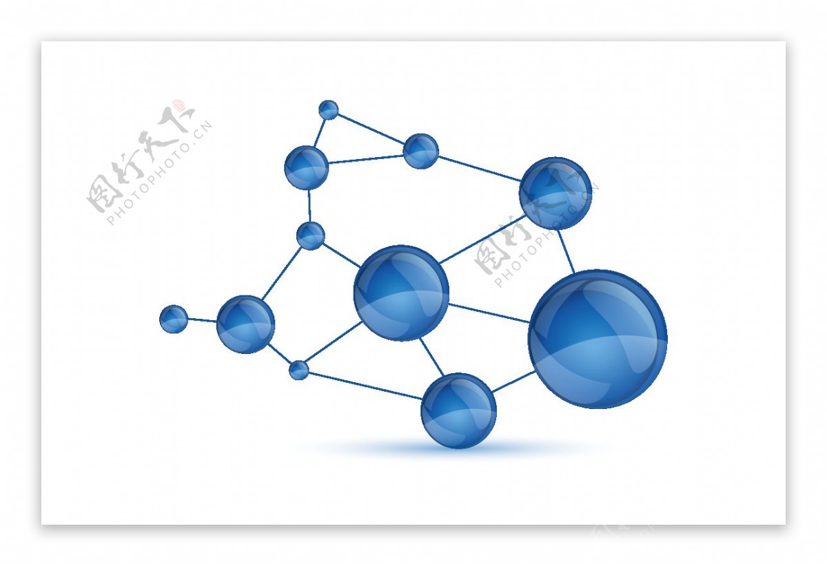 蓝色分子立体png元素