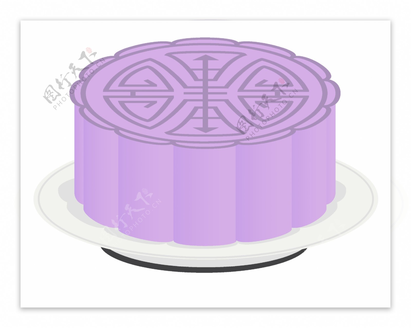 紫色卡通月饼png元素