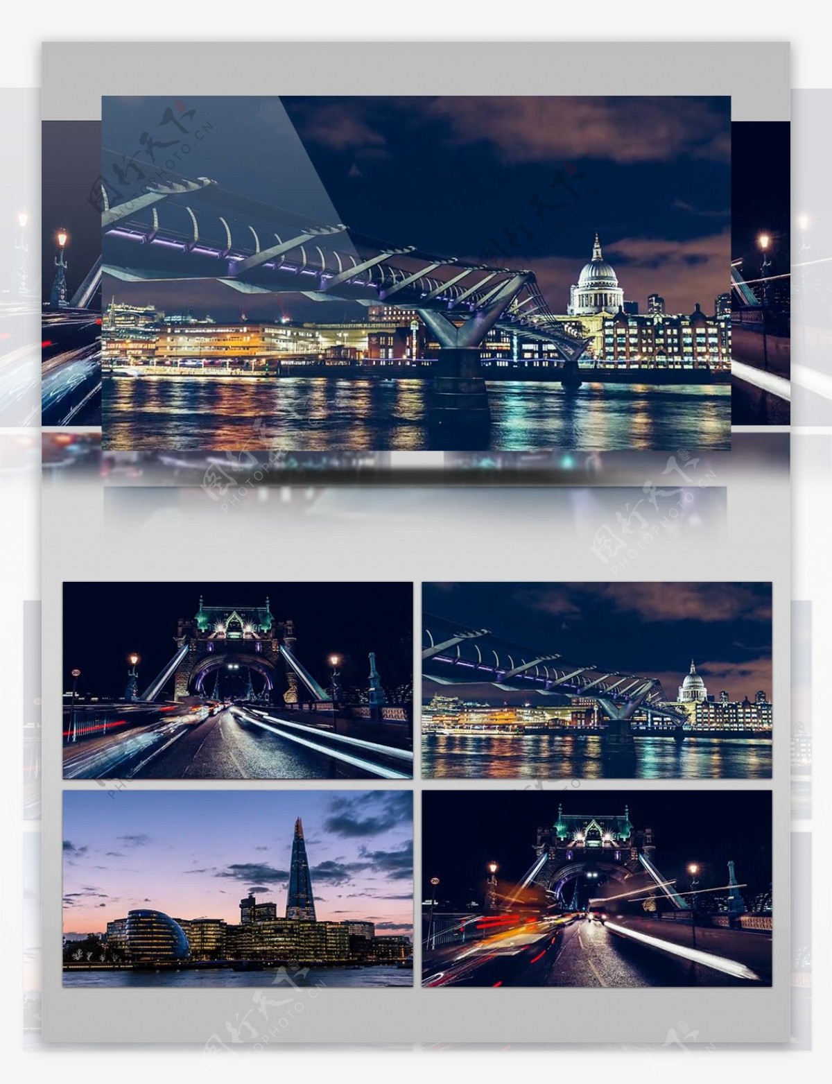 夜景城市灯光大桥风景建筑物视频素材