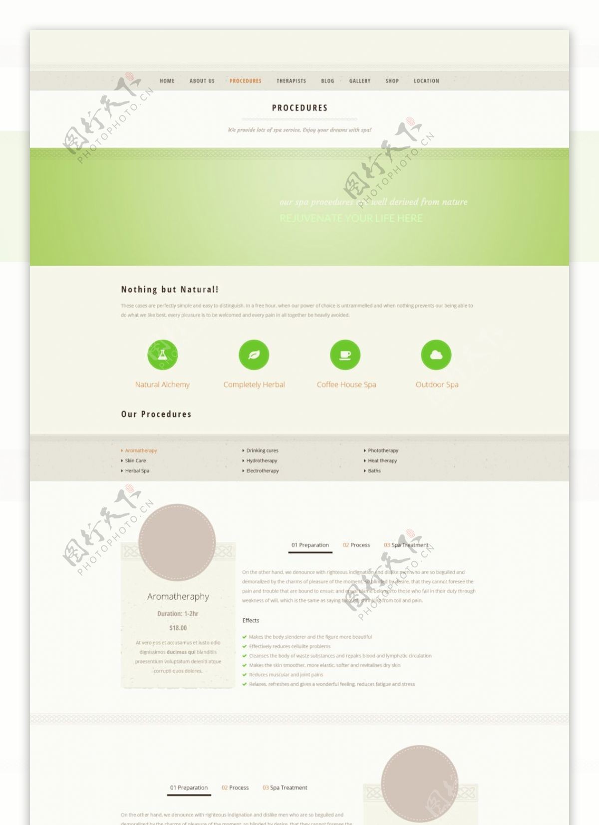 绿色护眼美观网页界面PSD模板