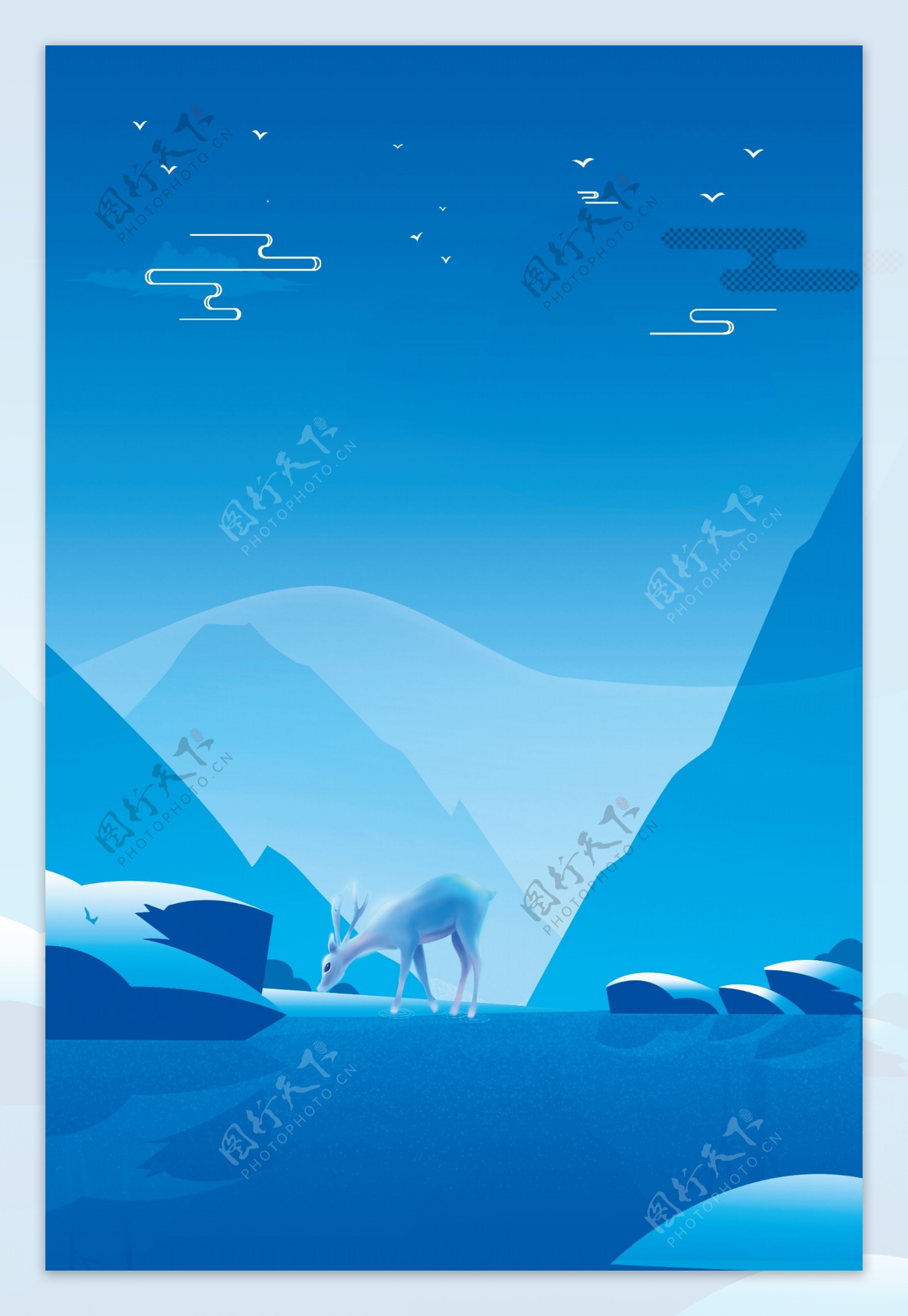 蓝色雪山雪地海报背景