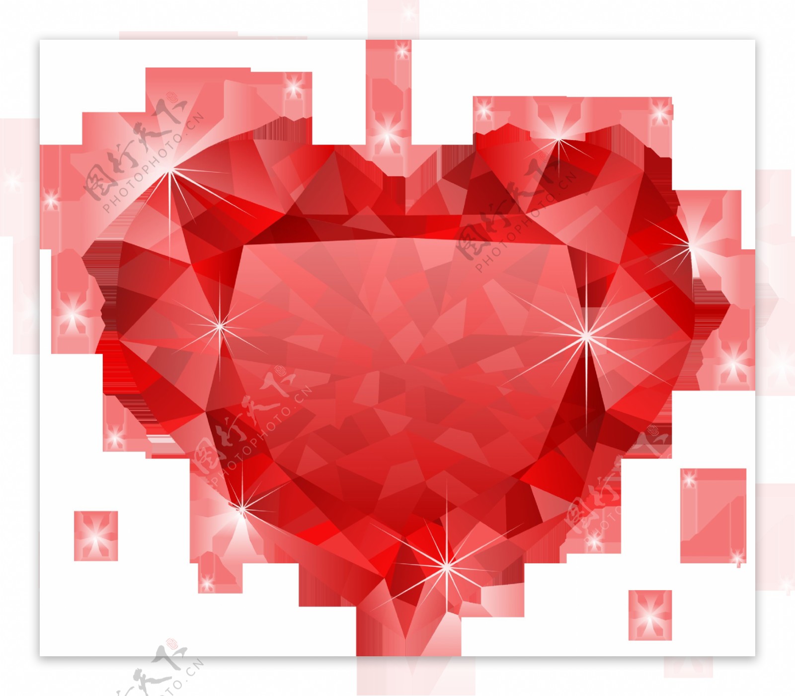 红色爱心钻石情人节素材