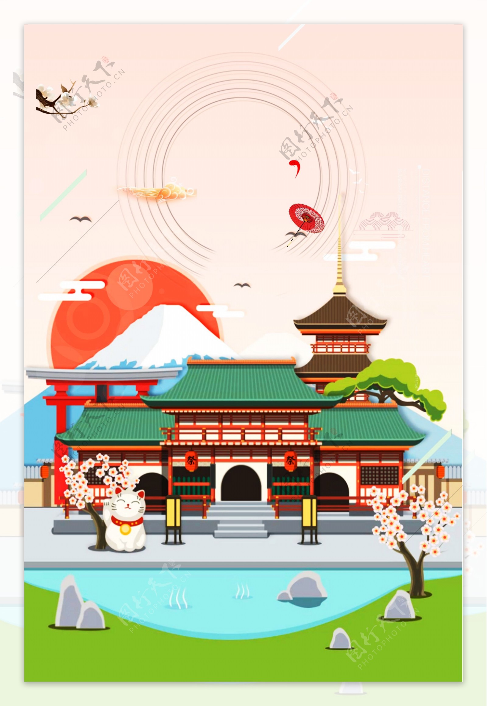 日本大阪旅游背景设计
